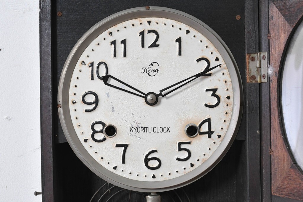 和製ヴィンテージ　昭和中期　協立時計工業株式会社(Kyoritu Clock)　花や葉の装飾が上品な掛け時計　(R-091817)