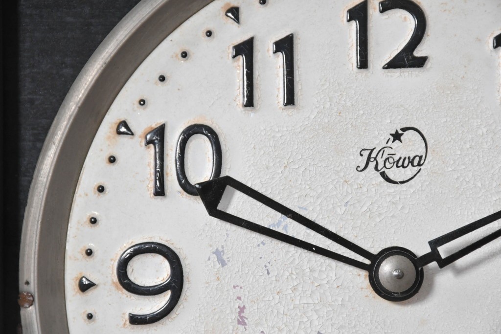 和製ヴィンテージ　昭和中期　協立時計工業株式会社(Kyoritu Clock)　花や葉の装飾が上品な掛け時計　(R-091817)