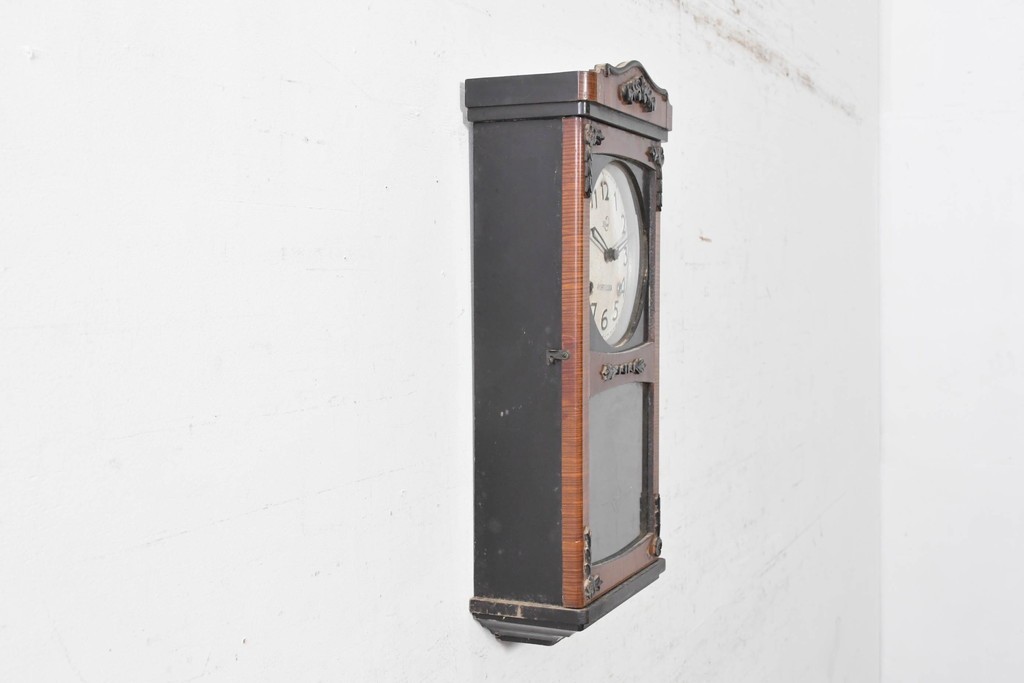 和製ヴィンテージ　昭和中期　協立時計工業株式会社(Kyoritu Clock)　花や葉の装飾が上品な掛け時計　(R-091817)