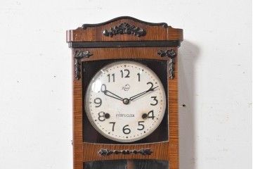 和製ヴィンテージ　昭和中期　協立時計工業株式会社(Kyoritu Clock)　花や葉の装飾が上品な掛け時計　(R-091817)