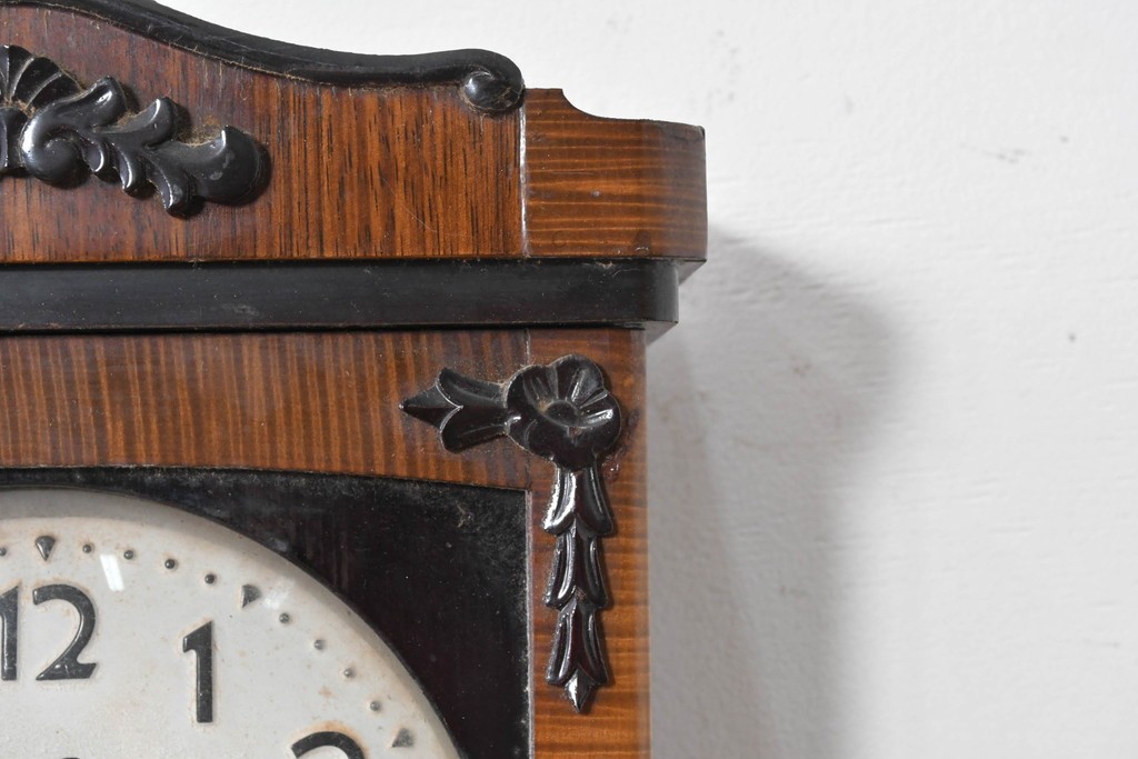 和製ヴィンテージ　昭和中期　協立時計工業株式会社(Kyoritu Clock)　花や葉の装飾が上品な掛け時計　(R-091817)