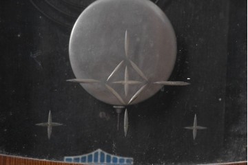 和製ヴィンテージ　昭和中期　協立時計工業株式会社(Kyoritu Clock)　花や葉の装飾が上品な掛け時計　(R-091817)