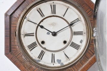 和製アンティーク　明治期　精工舎(SEIKOSHA、セイコー)　八角形のケースと木目模様がレトロな掛け時計　(R-091819)