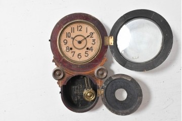 和製アンティーク　明治から大正期　精工舎(SEIKOSHA、セイコー)　ガラス扉の優美な模様が目を引くだるま時計　(R-091821)
