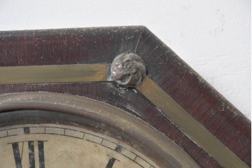 アメリカアンティーク　1900年頃　WATERBURY CLOCK CO.(ウォーターベリー)　花モチーフの装飾と金色のラインがお洒落な掛け時計　(R-091824)