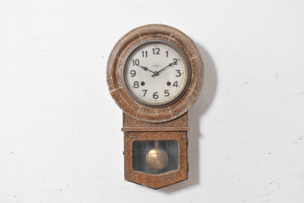 和製アンティーク　明治期から大正期　今津時計製造所(IMAZU CLOCK MANUFACTORY)　振り子窓付き掛け時計　(R-091831)