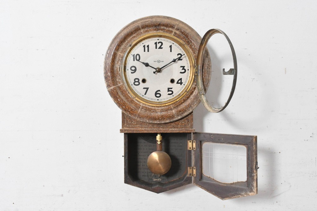 和製アンティーク　明治期から大正期　今津時計製造所(IMAZU CLOCK MANUFACTORY)　振り子窓付き掛け時計　(R-091831)