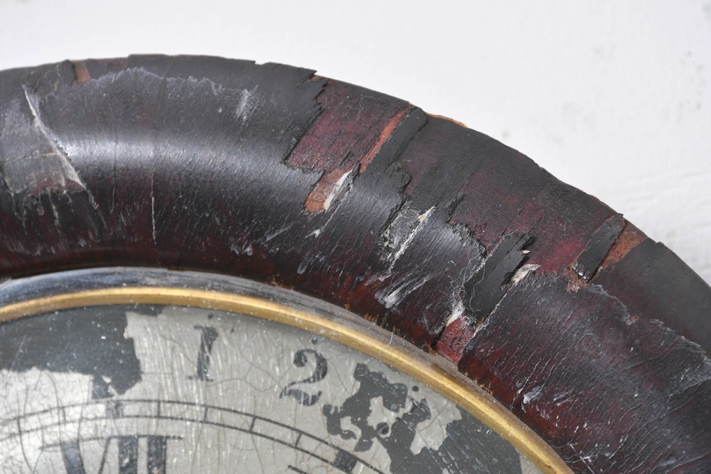 アメリカアンティーク　1870年頃　Ansonia Clock Company(アンソニア)　ローマ数字と日付目盛りを配した丸型文字盤の掛け時計　(R-091835)