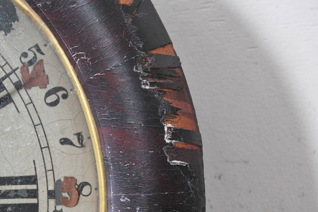 アメリカアンティーク　1870年頃　Ansonia Clock Company(アンソニア)　ローマ数字と日付目盛りを配した丸型文字盤の掛け時計　(R-091835)