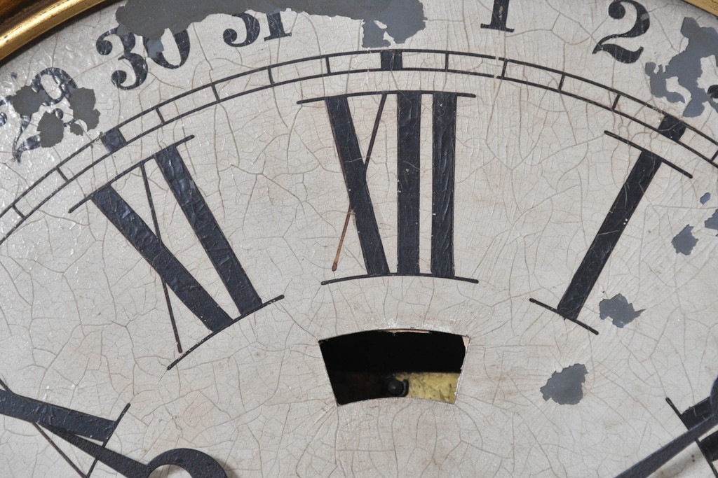 アメリカアンティーク　1870年頃　Ansonia Clock Company(アンソニア)　ローマ数字と日付目盛りを配した丸型文字盤の掛け時計　(R-091835)