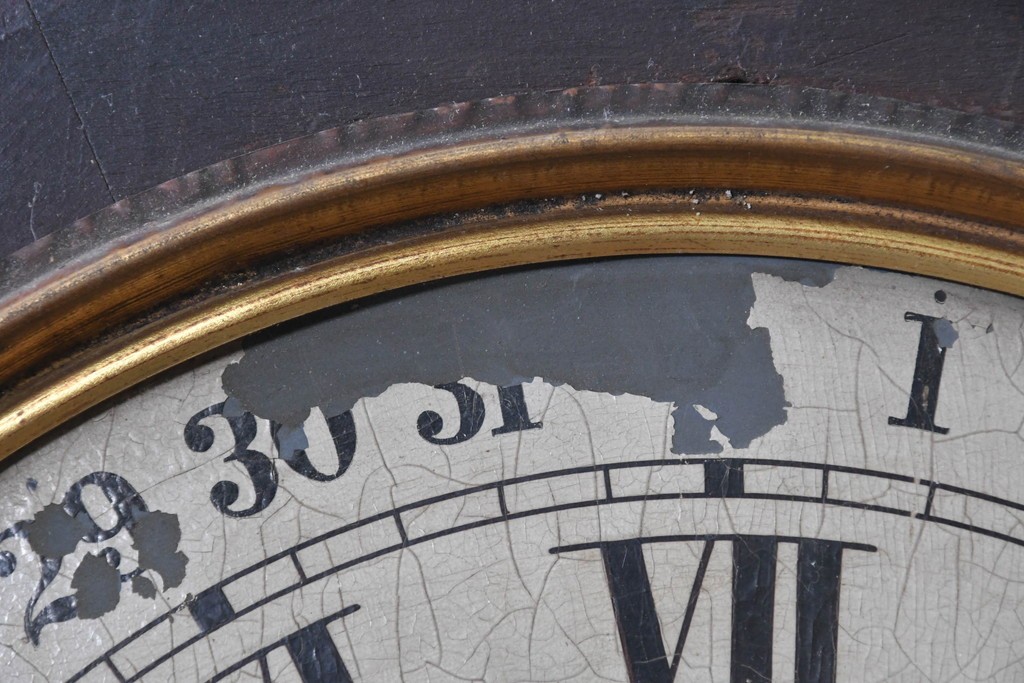 アメリカアンティーク　1870年頃　Ansonia Clock Company(アンソニア)　ローマ数字と日付目盛りを配した丸型文字盤の掛け時計　(R-091835)