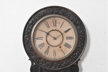 和製アンティーク　明治期から大正期　光星舎(KOSEISHA)　植物文様の彫刻入り掛け時計　(R-091838)