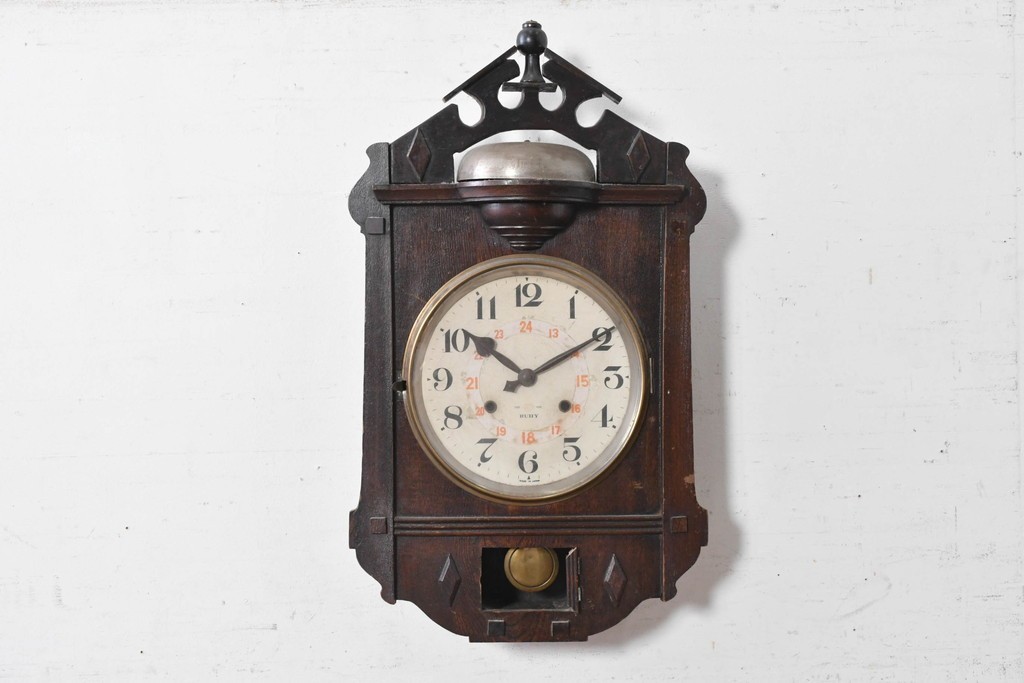 和製アンティーク　大正期から昭和初期　加賀屋商店　RUBY(ルビー)　ベルと24時間表記文字盤を備えた掛け時計　(R-091839)
