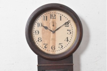 アメリカアンティーク　1920年頃　Ansonia Clock Company(アンソニア)　特大サイズ　丸型文字盤とガラス窓の掛け時計　(R-091840)