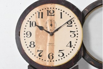 アメリカアンティーク　1920年頃　Ansonia Clock Company(アンソニア)　特大サイズ　丸型文字盤とガラス窓の掛け時計　(R-091840)