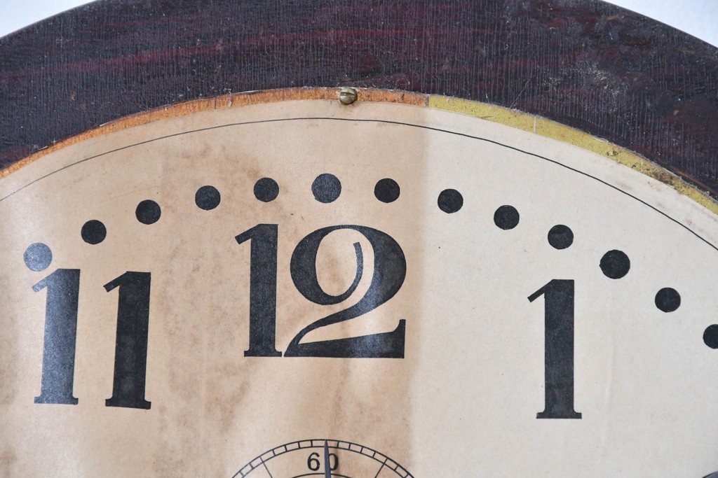 アメリカアンティーク　1920年頃　Ansonia Clock Company(アンソニア)　特大サイズ　丸型文字盤とガラス窓の掛け時計　(R-091840)