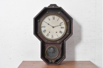 アメリカアンティーク　1880年から1910年頃　Seth Thomas Clock Company(セス・トーマス)　八角形ケース付き掛け時計　(R-091841)