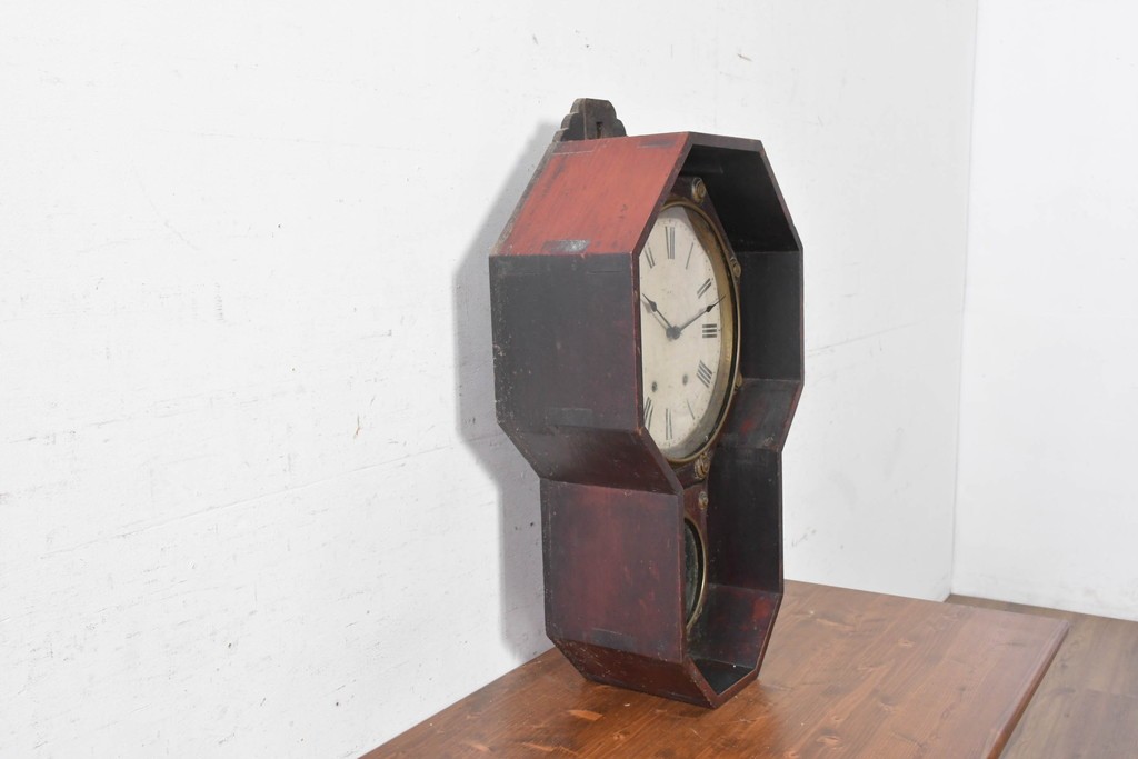 アメリカアンティーク　1880年から1910年頃　Seth Thomas Clock Company(セス・トーマス)　八角形ケース付き掛け時計　(R-091841)