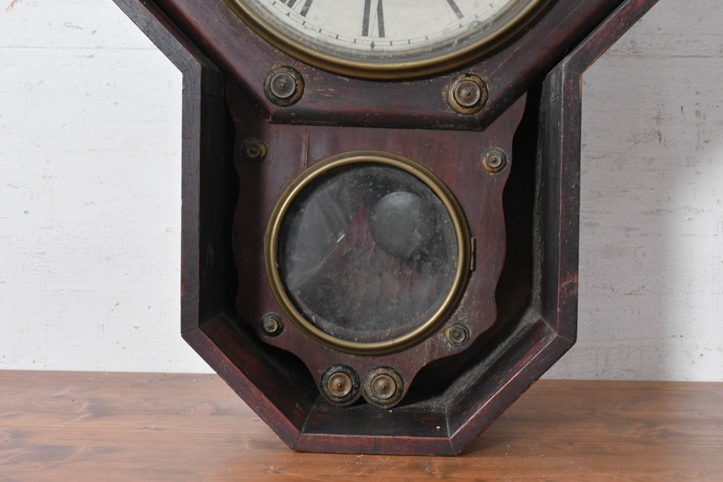 アメリカアンティーク　1880年から1910年頃　Seth Thomas Clock Company(セス・トーマス)　八角形ケース付き掛け時計　(R-091841)