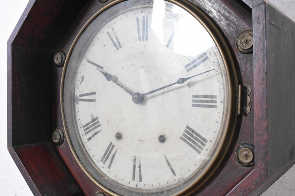 アメリカアンティーク　1880年から1910年頃　Seth Thomas Clock Company(セス・トーマス)　八角形ケース付き掛け時計　(R-091841)