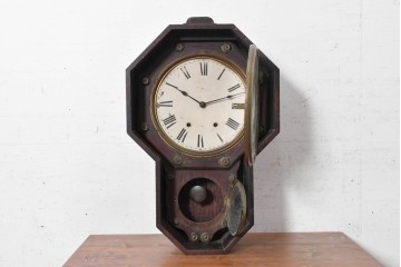 アメリカアンティーク　1880年から1910年頃　Seth Thomas Clock Company(セス・トーマス)　八角形ケース付き掛け時計　(R-091841)