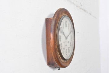 和製アンティーク　昭和初期　RUBY(ルビー印)　グレシャム丸型　大きな数字の文字盤と丸い木枠がレトロな丸型掛け時計　(R-091844)