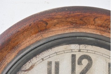 和製アンティーク　昭和初期　RUBY(ルビー印)　グレシャム丸型　大きな数字の文字盤と丸い木枠がレトロな丸型掛け時計　(R-091844)