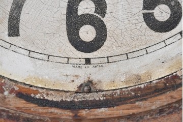 和製アンティーク　昭和初期　RUBY(ルビー印)　グレシャム丸型　大きな数字の文字盤と丸い木枠がレトロな丸型掛け時計　(R-091844)