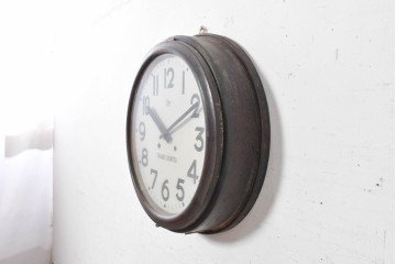 和製ヴィンテージ　昭和中期　高野精密工業(TAKANO SEIMITSU)　大型サイズのレトロな丸型掛け時計　(R-091845)
