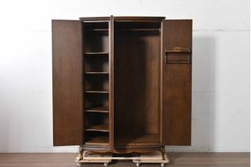 中古　美品　松永工房　Continue(カンティーニュ)　葡萄の彫刻がアクセントの姿見付きワードローブ　定価推定50万円以上　(R-091847)