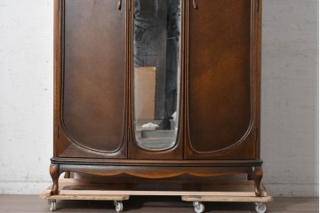 中古　美品　松永工房　Continue(カンティーニュ)　葡萄の彫刻がアクセントの姿見付きワードローブ　定価推定50万円以上　(R-091847)