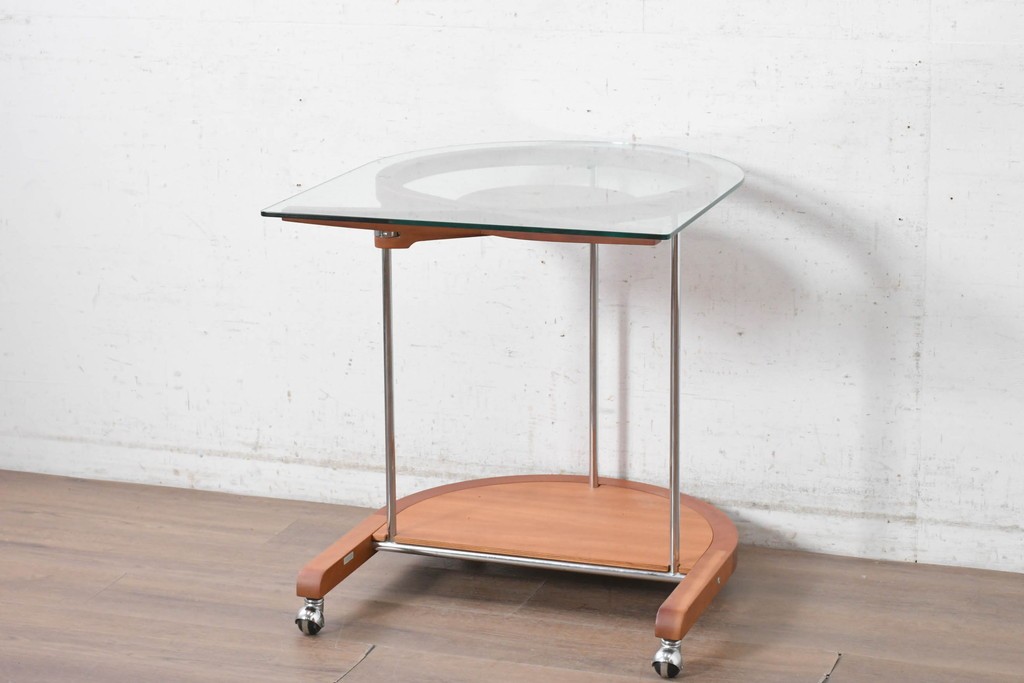 中古　美品　porada(ポラダ)　アクタス取り扱い　希少な廃番品!　AWARD P.C DESK(LOOP DESK)　回転式マウス置き付きPCデスク　(R-091850)
