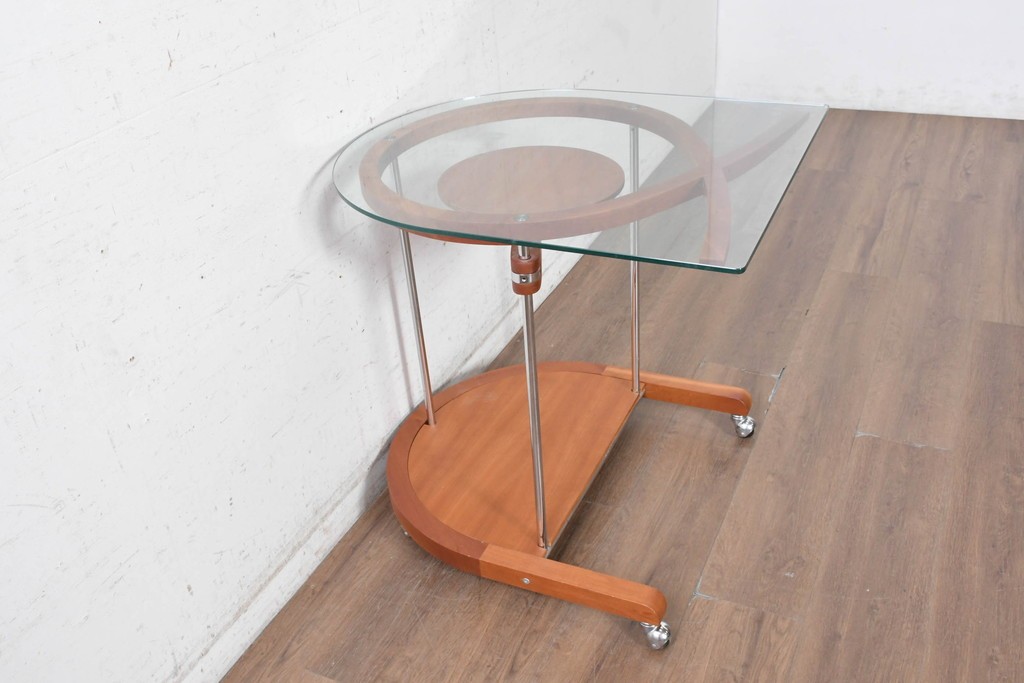 中古　美品　porada(ポラダ)　アクタス取り扱い　希少な廃番品!　AWARD P.C DESK(LOOP DESK)　回転式マウス置き付きPCデスク　(R-091850)