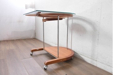 中古　美品　porada(ポラダ)　アクタス取り扱い　希少な廃番品!　AWARD P.C DESK(LOOP DESK)　回転式マウス置き付きPCデスク　(R-091850)