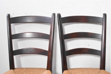 中古　松本民芸家具　SE型ラッシチェア　弧を描く背板と編み座が美しいチェア4脚セット　定価約15万円　(R-091852)