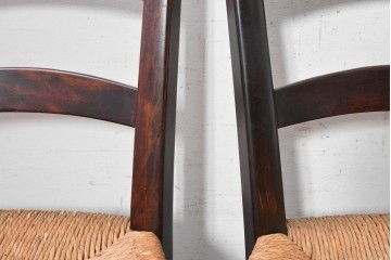 中古　松本民芸家具　SE型ラッシチェア　弧を描く背板と編み座が美しいチェア4脚セット　定価約15万円　(R-091852)