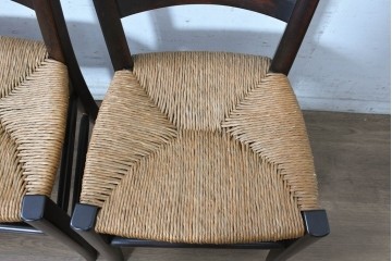 中古　松本民芸家具　SE型ラッシチェア　弧を描く背板と編み座が美しいチェア4脚セット　定価約15万円　(R-091852)