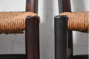 中古　松本民芸家具　SE型ラッシチェア　弧を描く背板と編み座が美しいチェア4脚セット　定価約15万円　(R-091852)