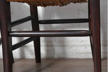 中古　松本民芸家具　SE型ラッシチェア　弧を描く背板と編み座が美しいチェア4脚セット　定価約15万円　(R-091852)