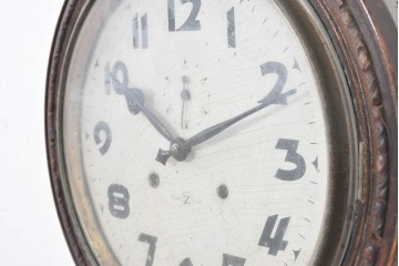 和製アンティーク　明治期　横浜エムズイ商会　彫刻入りの丸型掛け時計　(R-091854)