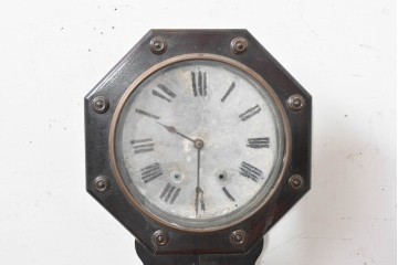 アンティーク時計　明治期から大正期　人物画を配した八角形の掛け時計　(R-091855)