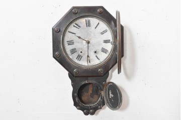 アンティーク時計　明治期から大正期　人物画を配した八角形の掛け時計　(R-091855)