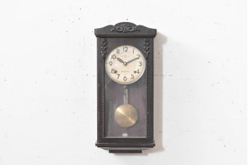 和製アンティーク　昭和初期　精工舎(SEIKOSHA、セイコー)　花モチーフの彫刻入り掛け時計　(R-091858)