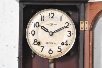和製アンティーク　昭和初期　精工舎(SEIKOSHA、セイコー)　花モチーフの彫刻入り掛け時計　(R-091858)