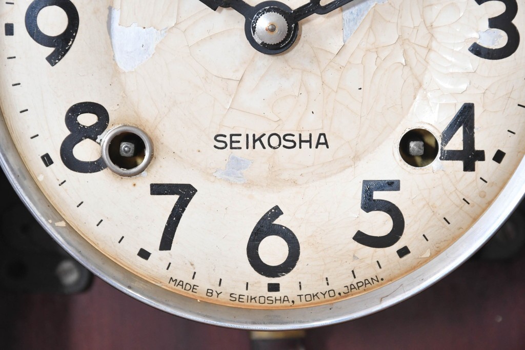 和製アンティーク　昭和初期　精工舎(SEIKOSHA、セイコー)　花モチーフの彫刻入り掛け時計　(R-091858)