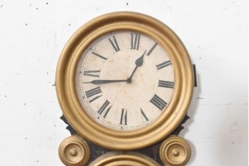 アメリカアンティーク　1880年頃　E. INGRAHAM&CO(イングラハム社)　ゴールドカラーの丸枠を配しただるま時計　(R-091859)