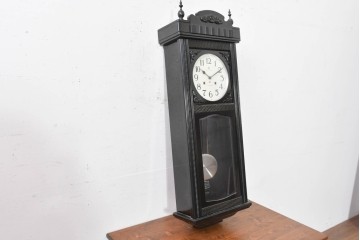 和製ヴィンテージ　昭和中期　愛知時計電機(アイチ、AICHI)　大型サイズ!!　振り子が見えるガラス扉と立体装飾の掛け時計　(R-091860)