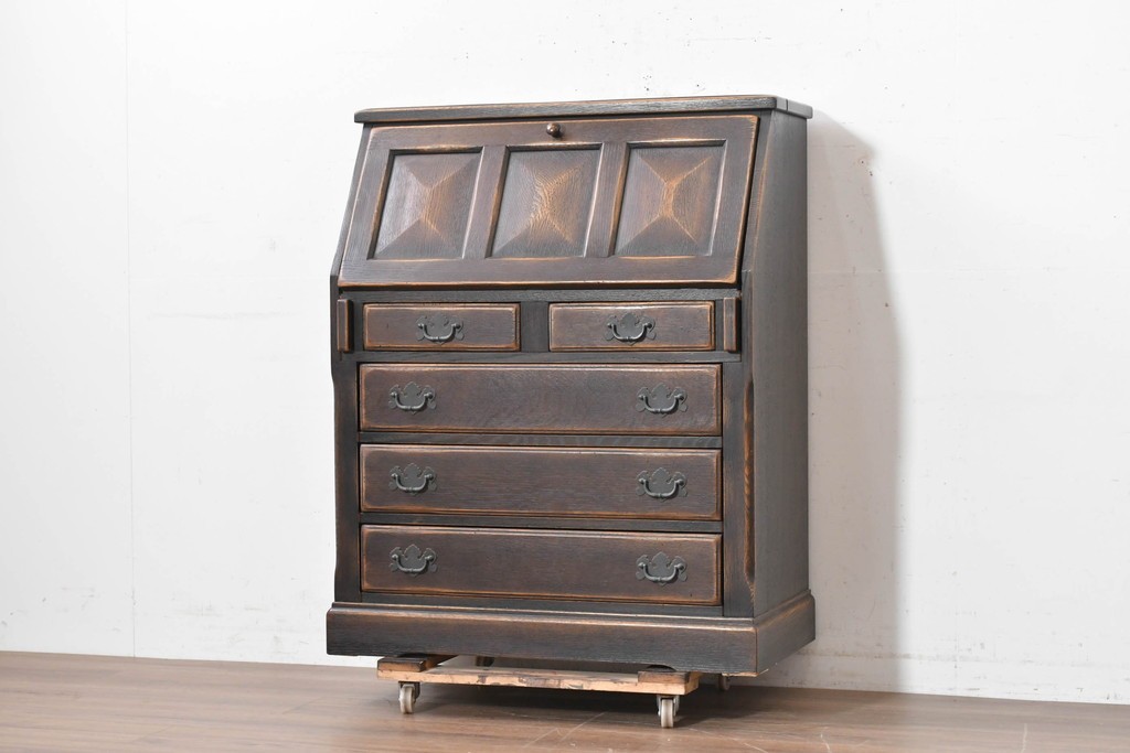 中古　美品　飛騨産業　キツツキ　プロヴィンシャルシリーズ　3面パネルの前扉と多彩な収納を備えたライティングビューロー　定価約54万円　(R-091863)