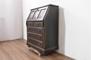 中古　美品　飛騨産業　キツツキ　プロヴィンシャルシリーズ　3面パネルの前扉と多彩な収納を備えたライティングビューロー　定価約54万円　(R-091863)