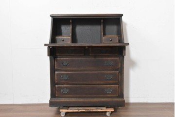 中古　美品　飛騨産業　キツツキ　プロヴィンシャルシリーズ　3面パネルの前扉と多彩な収納を備えたライティングビューロー　定価約54万円　(R-091863)